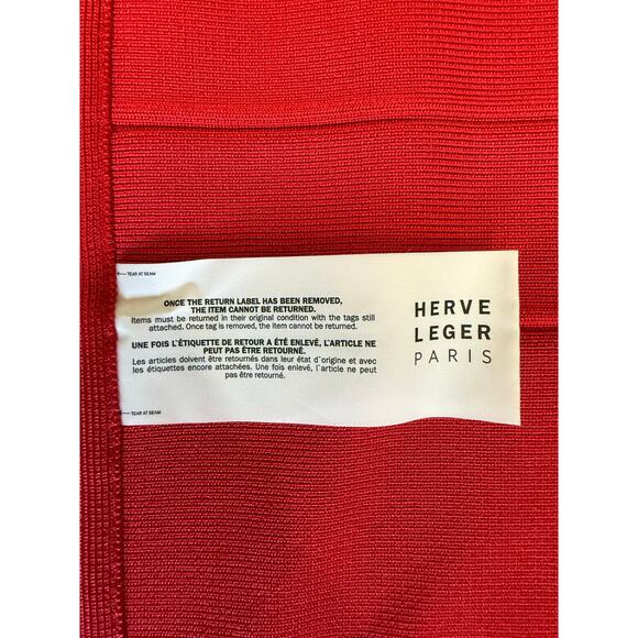 HERVÉ LÉGER Romantic Cocktail Metallic Trim Designer Bandage Midi Dress $1,690 - Picture 8 of 8